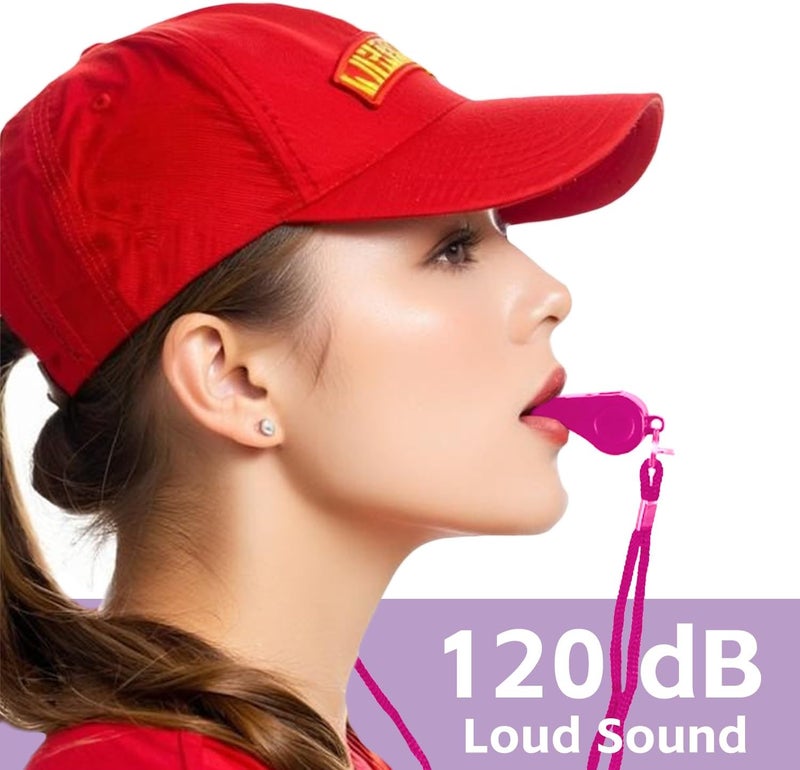 Gukoo Whistle for Coaches - Pink Plastic Whistles, with Lanyard and Mouthpiece - Loud Crisp Sound & Bright Colors for Coaches, Teachers, Referees, Lifeguards & Emergency Outdoor Sports (2 Pcs) - Image 2